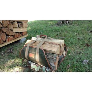 Firewood Bag Canvas Log Carrier Portable Tote Camping Fireplace Wood Transport